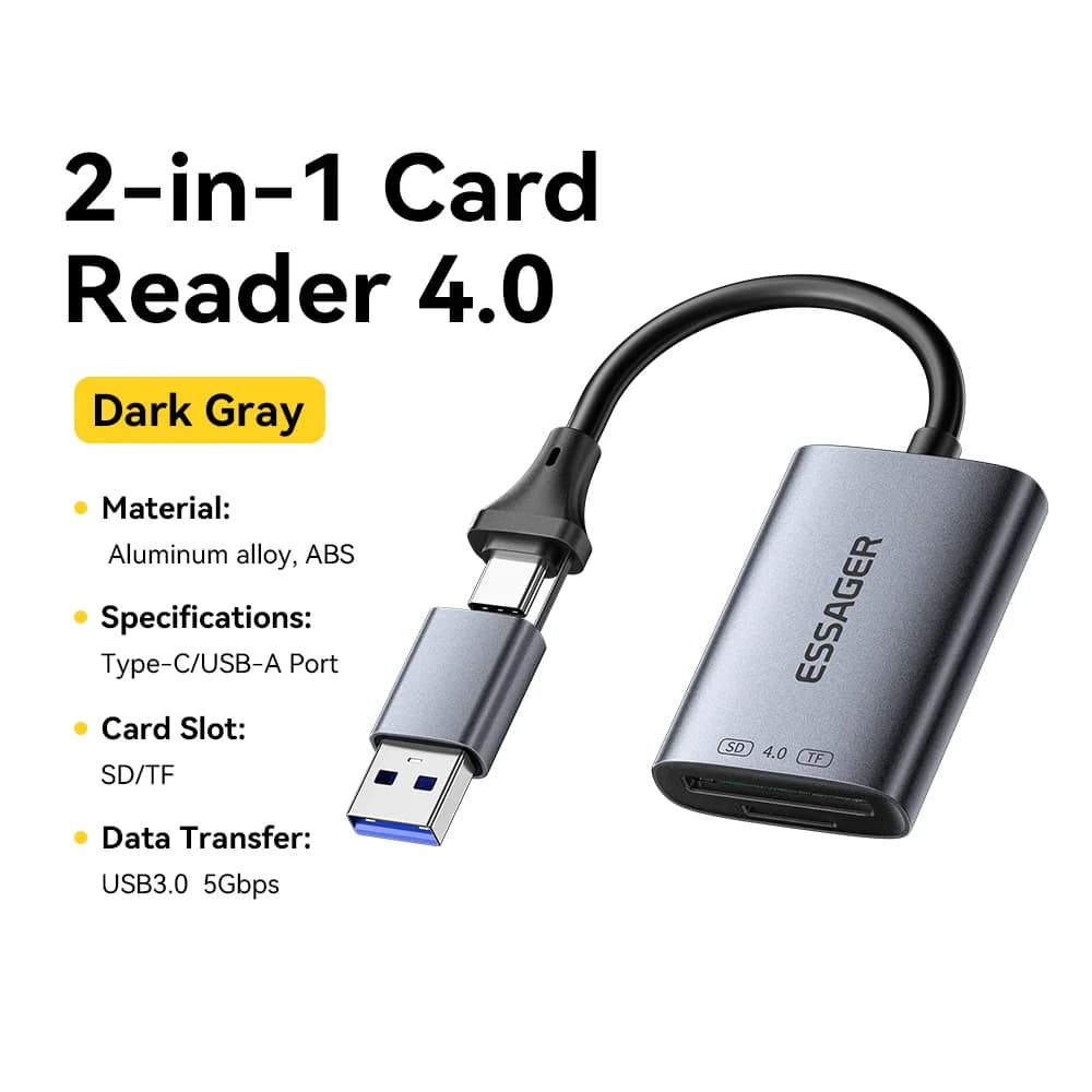 Lettore di Schede SD/TF USB 4.0 2-in-1 Ad Alta Velocità