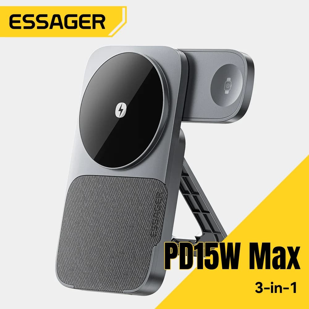 Supporto di ricarica wireless magnetica pieghevole 3-in-1 da 15W