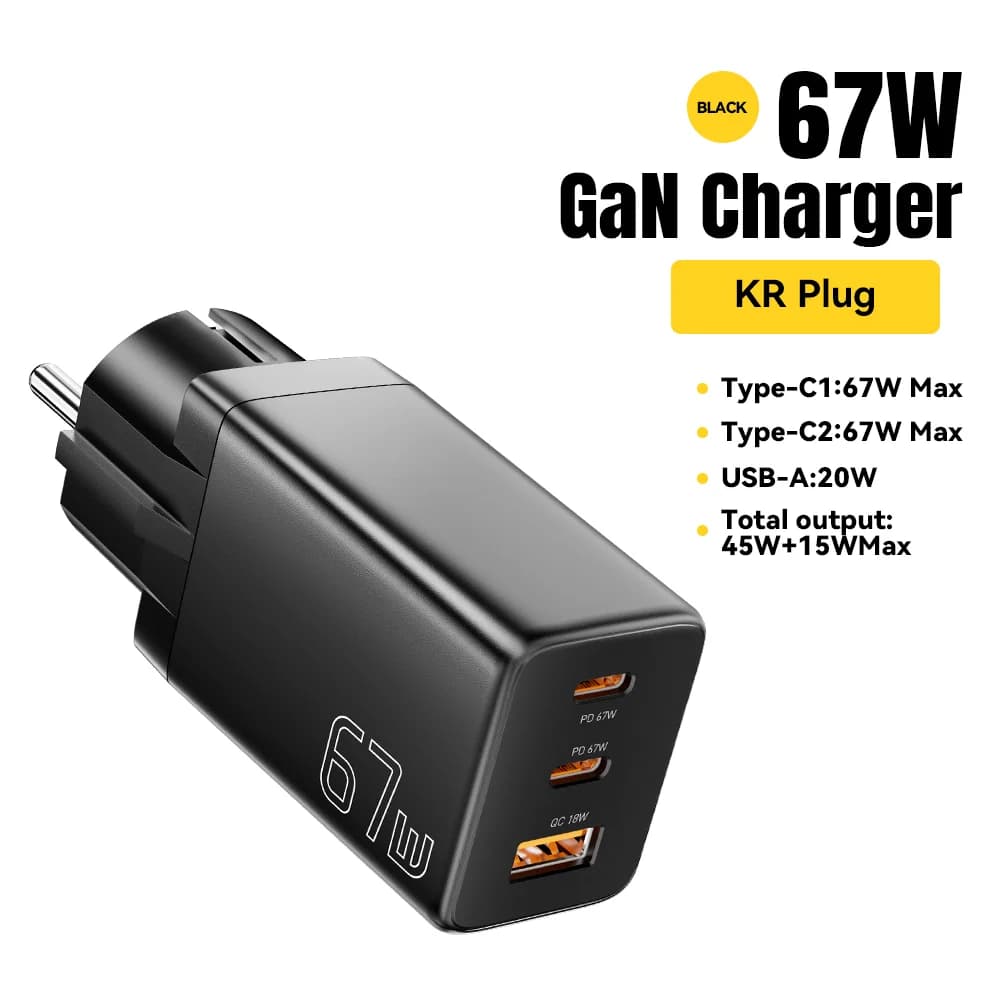 Caricatore rapido GaN USB Type-C 67W con supporto PPS